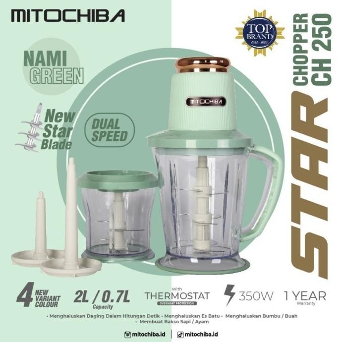 

Berkualitas Mitochiba CH 250 Food Chopper Blender Bumbu dan Daging 9 Mata Pisau