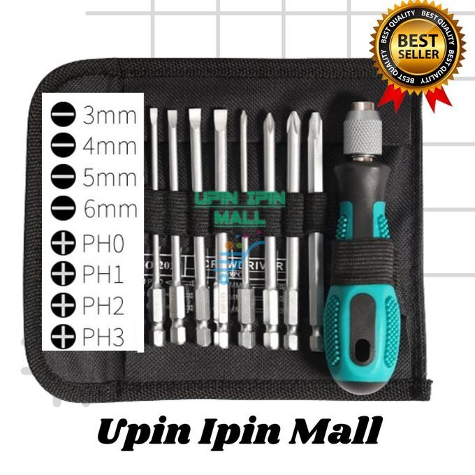 ori - obeng set reparasi kepala magnet dan mata obeng skiunt 9 in 1 - 2026