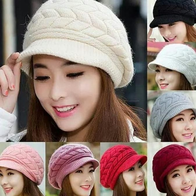 TOPI KUPLUK WANITA RAJUT KOREA IMPORT WINTER