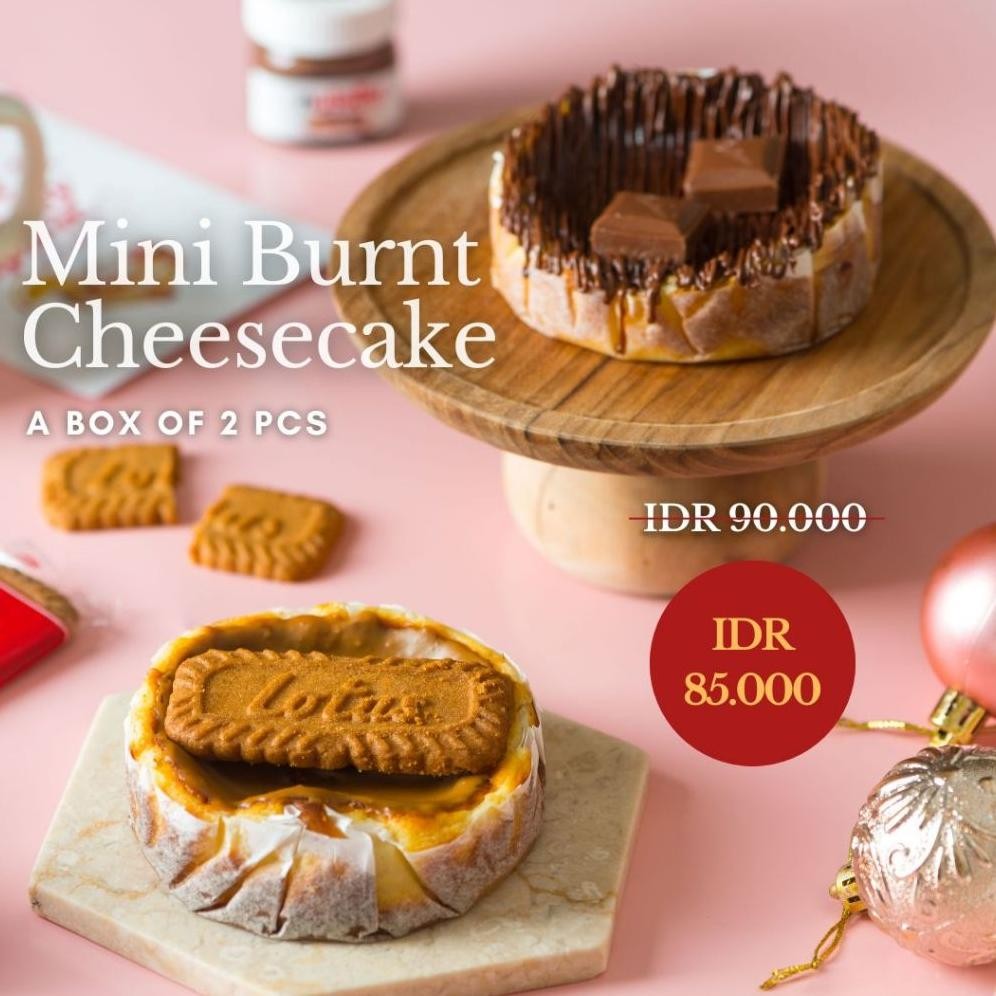 

CHRISTMAS HAMPERS NATAL - Mini Burnt Cheesecake Lotus Nutella Topping