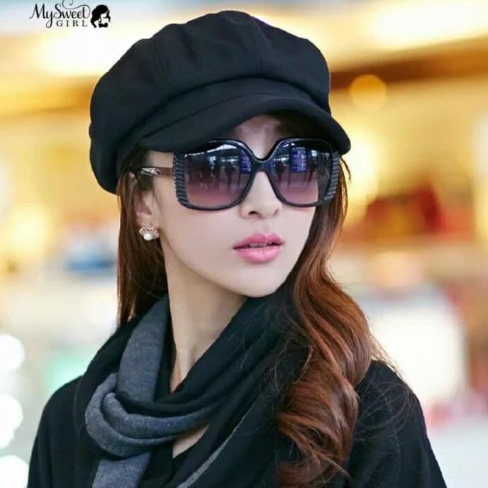 TOPI WANITA TOPI KOREA FASHION TOPI HITAM