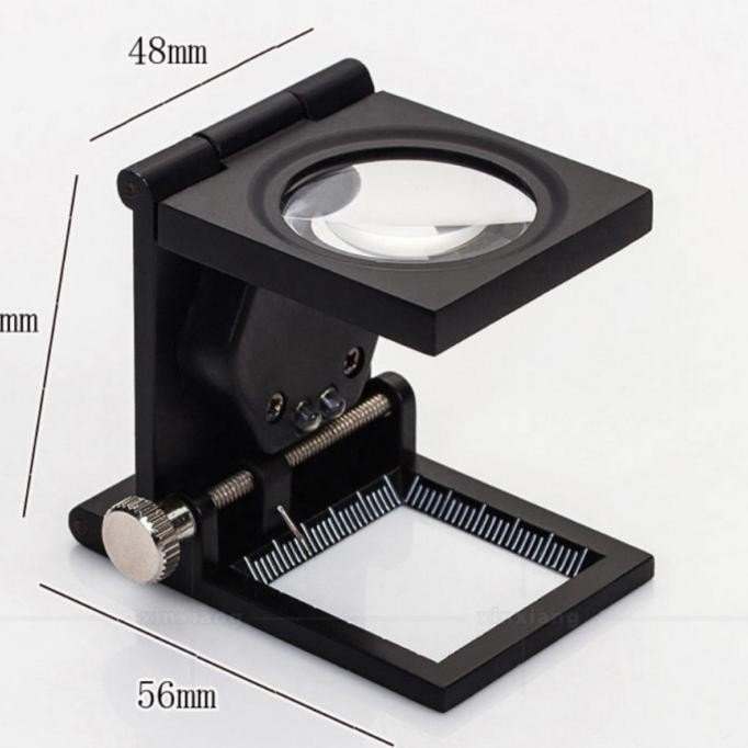 

Kaca pembesar loop 10x lipat logam 2 led