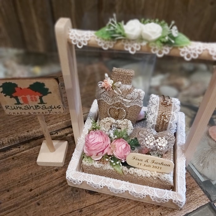 HOT SALE Tempat perhiasan nikahan lamaran sudah di decor Rustic vintage