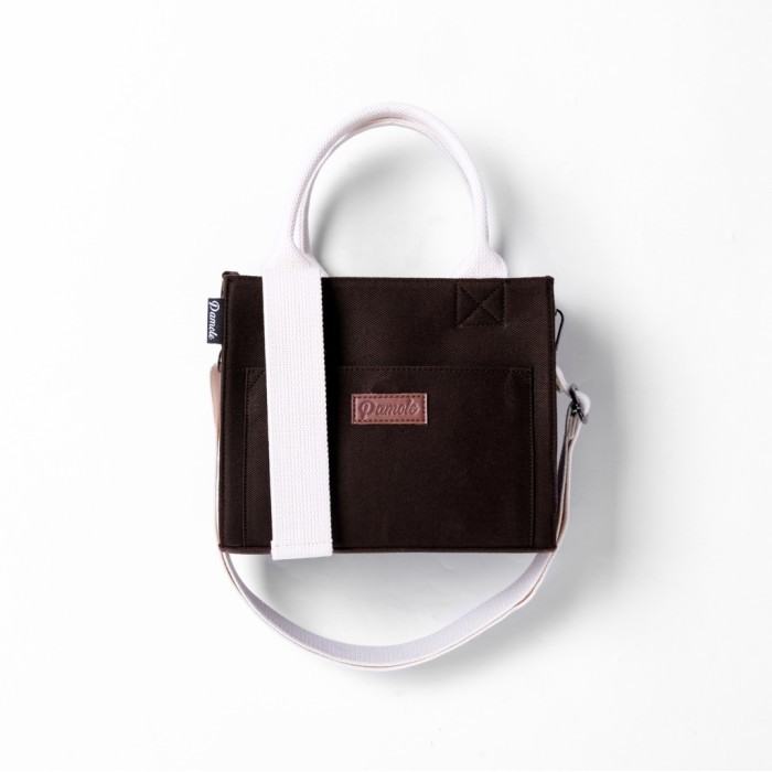 TERLARIS Pamole - Tas Selempang Wanita Bahan Kanvas Premium - Rana Series - Coklat Tua