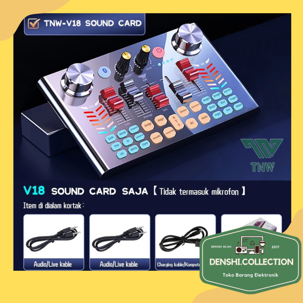 Discount Sound Card TNW-V18 Bluetooth Live SoundCard V18 Soundcard Audio Live Mixer untuk Live