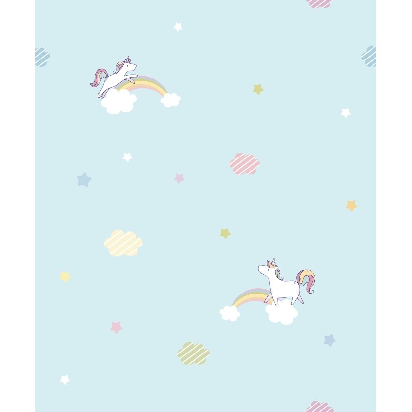 TERLARIS! Wallpaper Vinyl Kids Kamar Anak unicorn pelangi lilac pink biru ungu