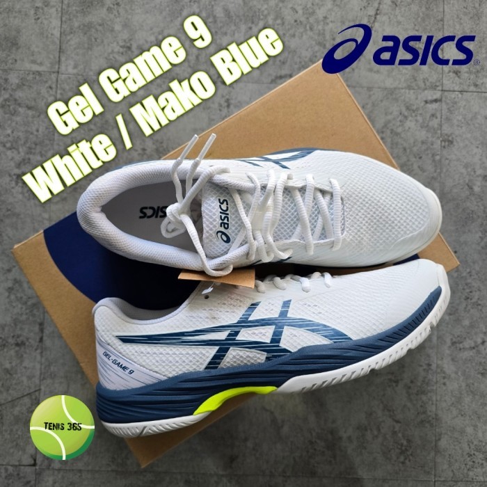 Sepatu Tenis Asics Gel Game 9 - White / Mako Blue