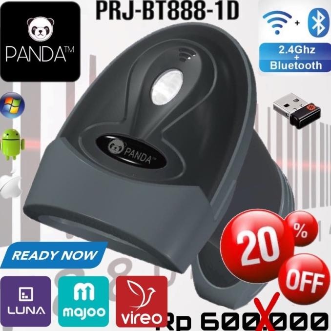 Panda Prj-Bt888-1D Wereless Laser Barcode Scanner (Bluetooth+2.4G) Original Dan Terlaris