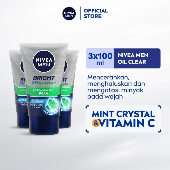 

TERSEDIA NIVEA MEN WHITE OIL CLEAR ANTI-SHINE FOAM 100ML - TRIPLE PACK