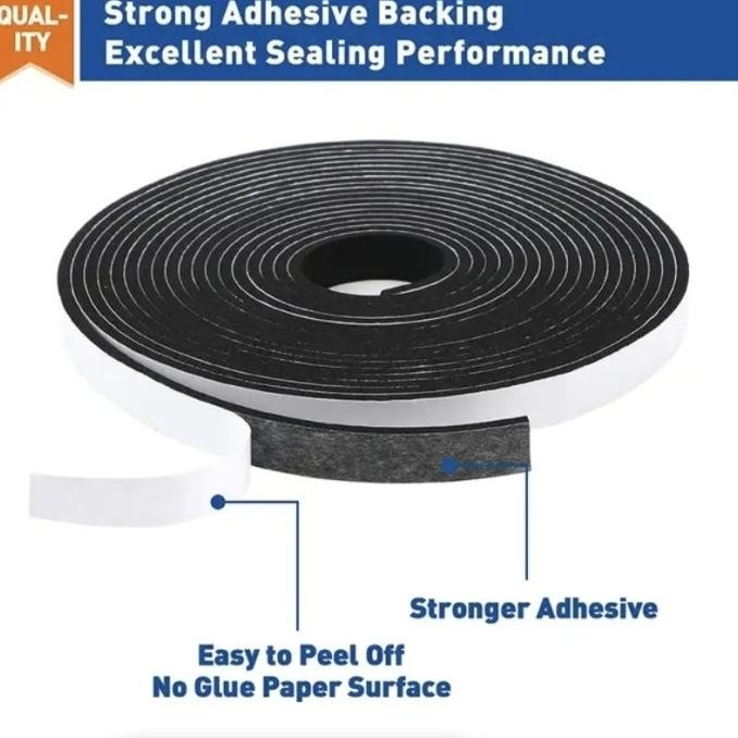 

TERSEDIA EVA FOAM FOR DOOR WINDOW INSULATION, HIGH DENSITY WEATHER STRIPPING SINGLE SIDED CLOSED CELL SEAL BLACK