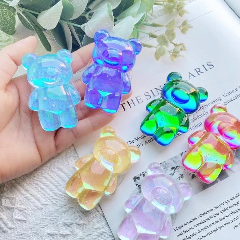tyu GUMMY BEAR METALIC - GRIPTOK 3D DESIGN SUPER CUTE / PHONE HOLDER / PHONE GRIP
