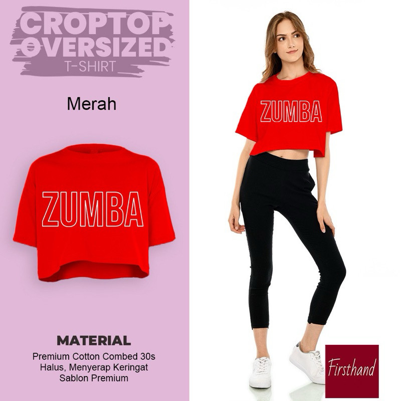 Kaos Crop Zumba Crop Top Oversize Atasan Cewek Baju Wanita Crop Tee Original