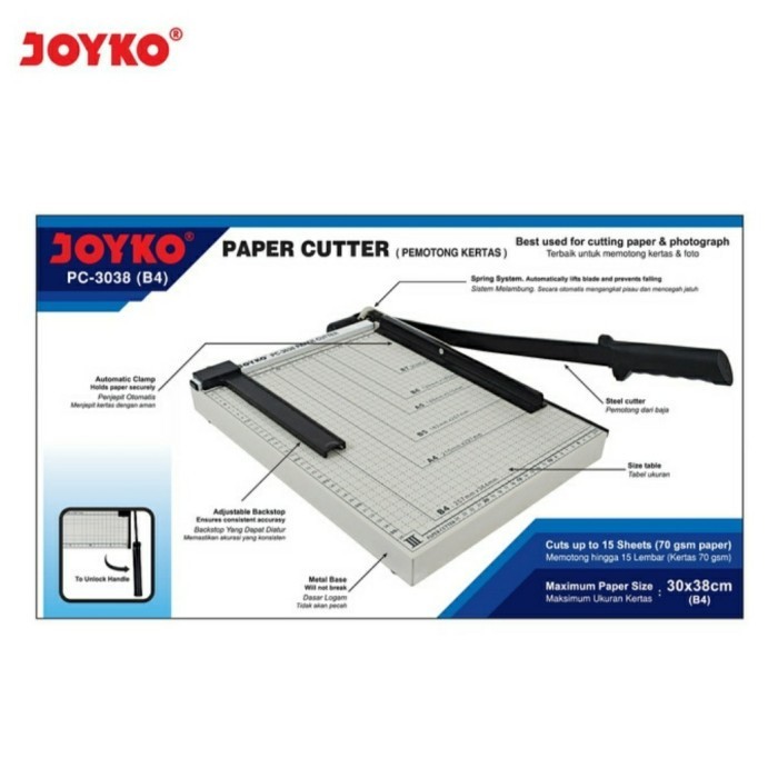 

Pemotong Kertas Paper Cutter Joyko B4 PC-3038 FREE ONGKIR Kode 1131