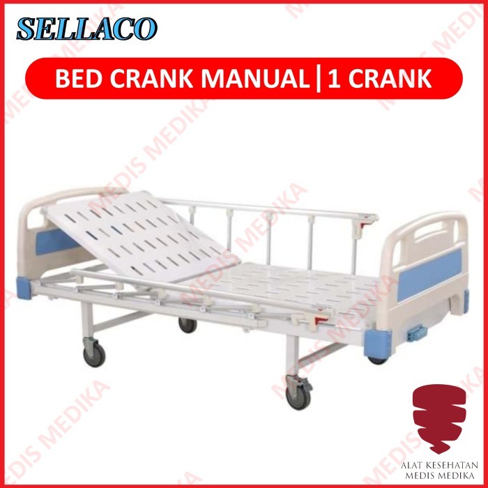 Bed Manual 1 Crank Tempat Tidur Ranjang Pasien Rumah Sakit Hospital