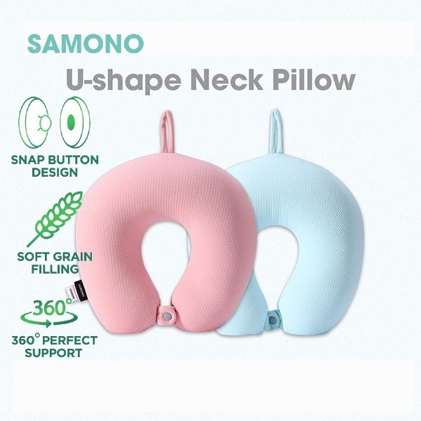 Bantal Leher Travel Anti Pegal Lembut Dewasa Multifungsi Samono Pink Teruji