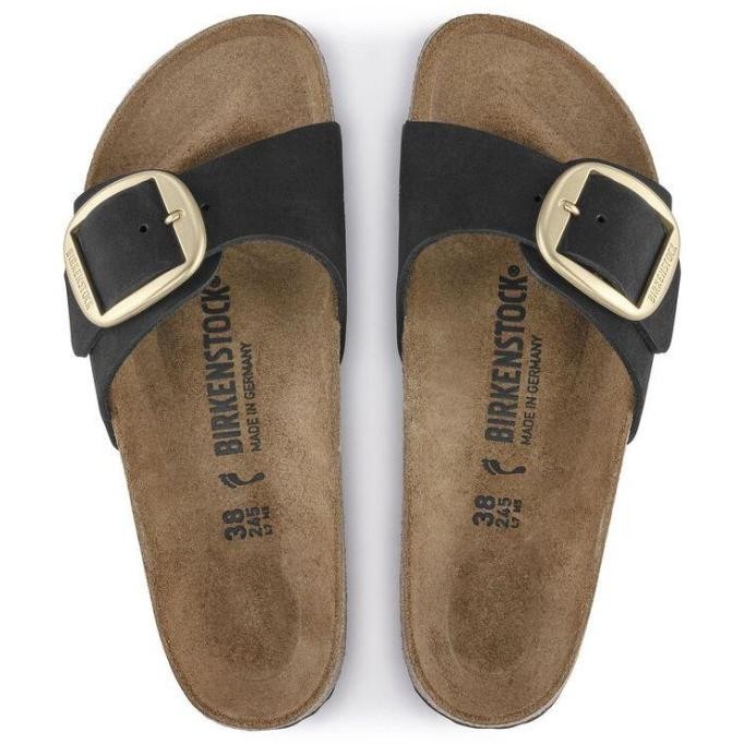 Jual Birkenstock Madrid Big Buckle Nubuck Leather Black 100% Original
