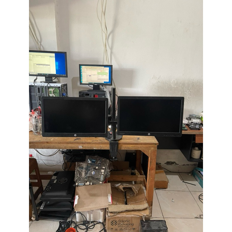 Bracket Kaki Lcd led stand untuk meja doble dan triple