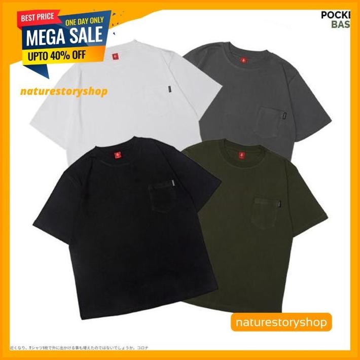 KAOS PRIA OVERSIZE POCKET T-SHIRT BLACK, WHITE, GREY, ARMY ONGKIR NOL 