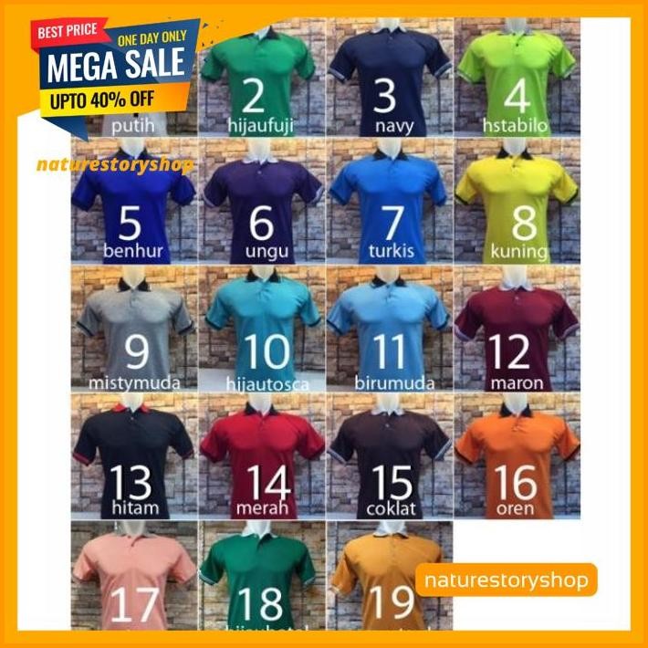 KAOS POLO TSHIRT BAJU KERAH POLOS KOMBINASI SABLON BORDIR PRIA   WANITA   DISKON GEDE 