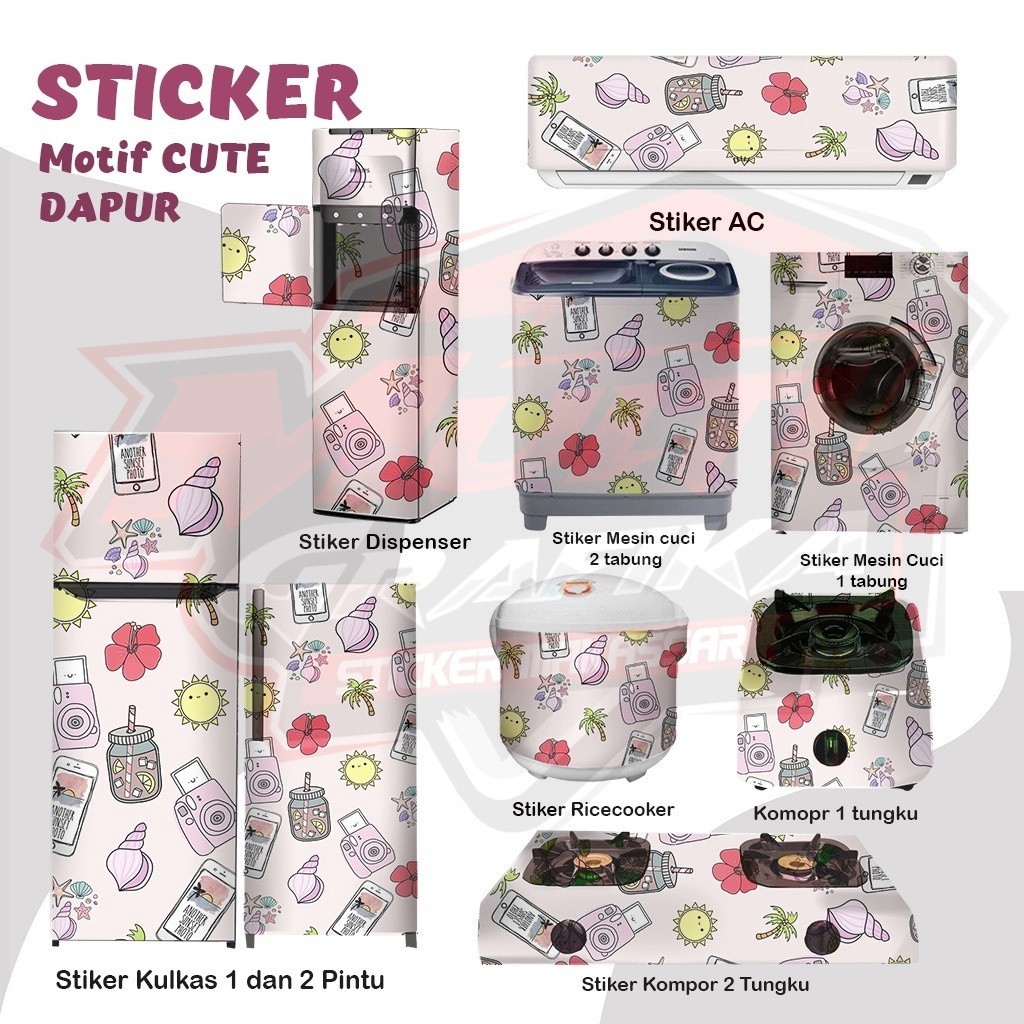 Dekorasi rumah Stiker kulkas kompor mesin cuci 1 2 pintu tabung mata Rice Cooker Dispenser Ac
