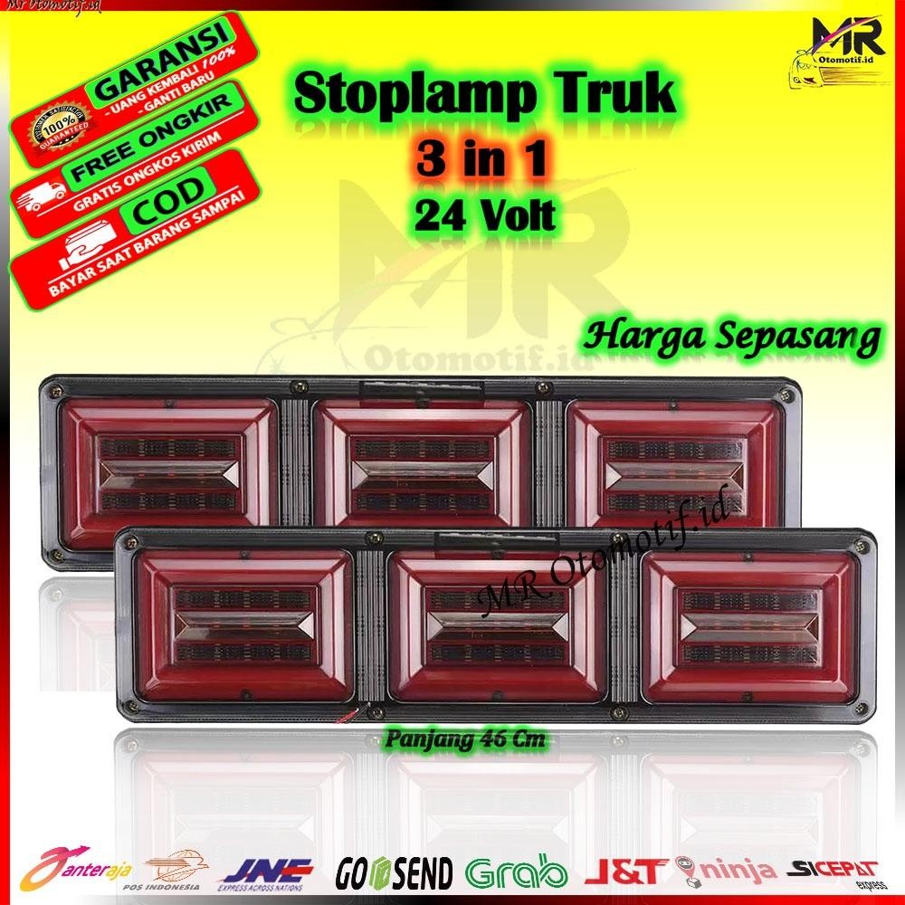 Lampu Variasi Stoplamp Rem Stop Sein Running Led Belakang Mobil Truk 3 In 1 Variasi  24 Volt