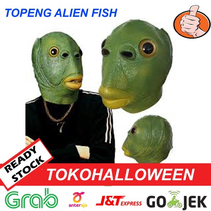 TERBARU topeng alien hijau topeng ikan lucu kocak