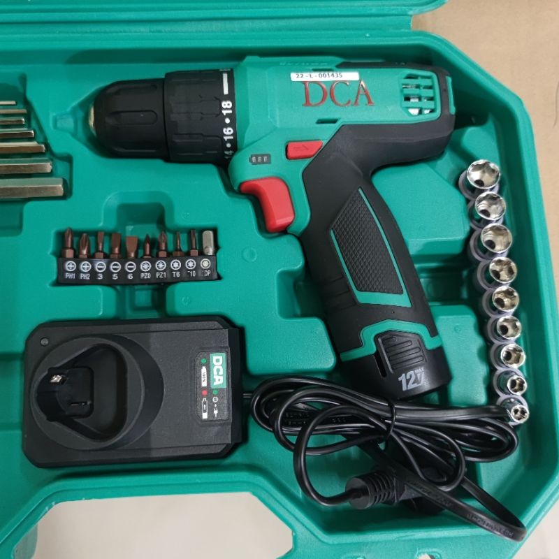 DCA ADJZ1202i Bor Cordless Impact Baterai 12v Paket Set Lengkap DCA ADJZ 1202 SET
