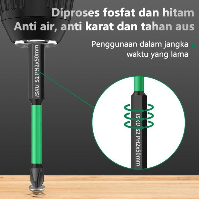 Sale Isku Mata Bor Obeng Set 6Pcs Screwdriver Bit Set Impact Bit Holder Mata Obeng Plus Minus