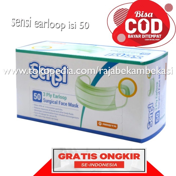 Murah Masker SENSI EARLOOP Isi 50 / Sensi Masker bedah / Masker Surgical Mas Non COD