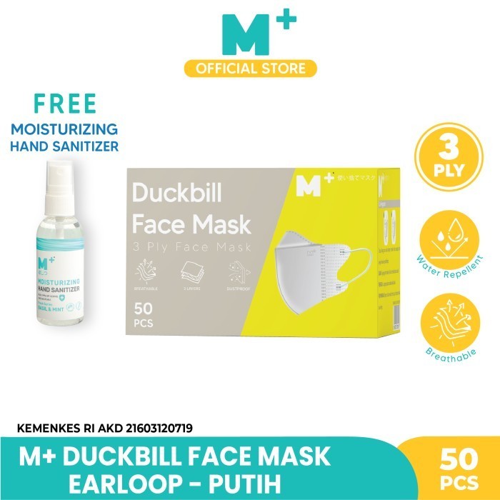 Murah Masker Duckbill Earloop M+ 3 Ply - Duckbill Face Mask Isi 50 Pcs Non COD