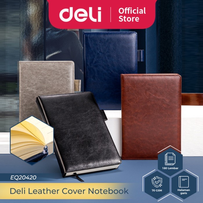 

Deli Leather Notebook Buku Catatan Sampul Kulit A5 180 Lembar 22298