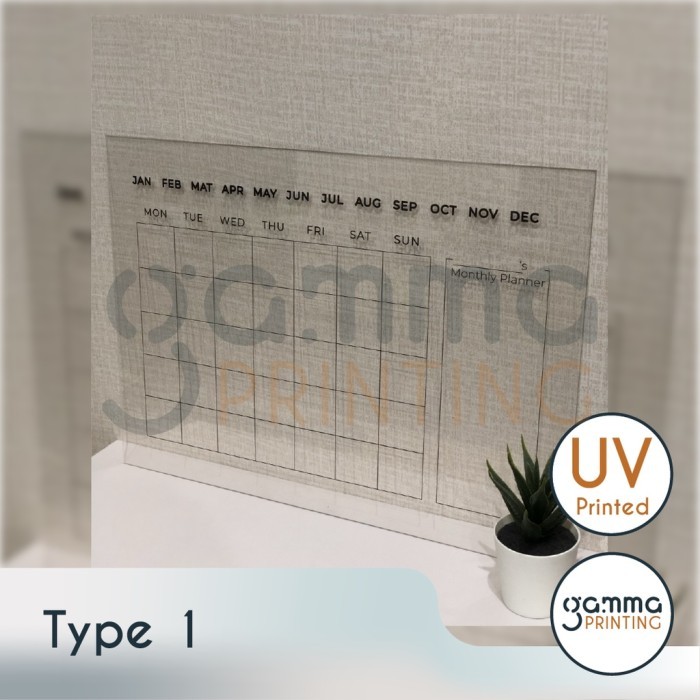 

Acrylic Planner Monthly UV Print Gamma Akrilik