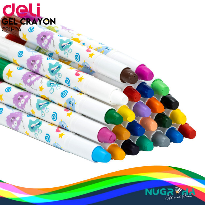 

Deli Gel Crayon / Krayon 24 Warna Tidak Mengotori Tangan EC211-24