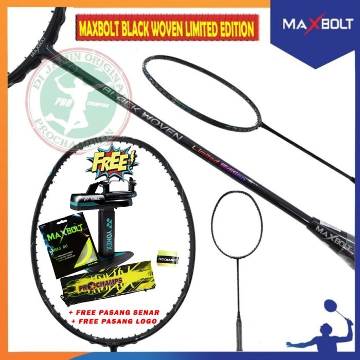 MAXBOLT BLACK WOVEN LIMITED EDITION RAKET BADMINTON ORIGINAL