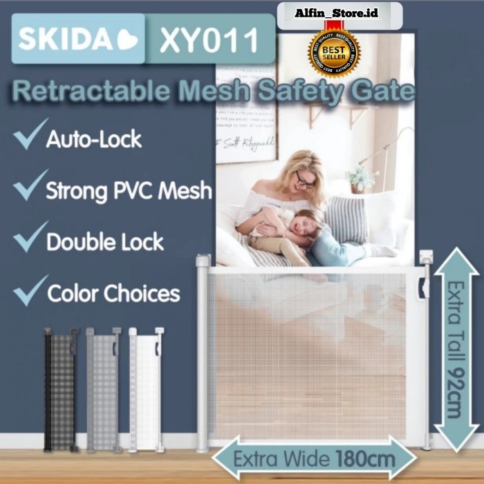 Pengaman Anak Xy011 Skida Retractable Mesh Safety Gate Baby Pet