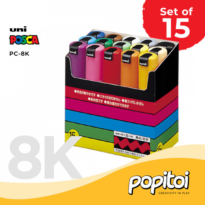 

UNI Posca PC-8K Acrylic Marker SET 8 15 Colors Thick Square Tip Spidol Warna Warni
