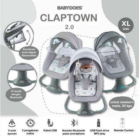 Babydoes Claptown 2.0 Swing Elektrik / Ayunan Elektrik Bayi Baby Does Bermutu