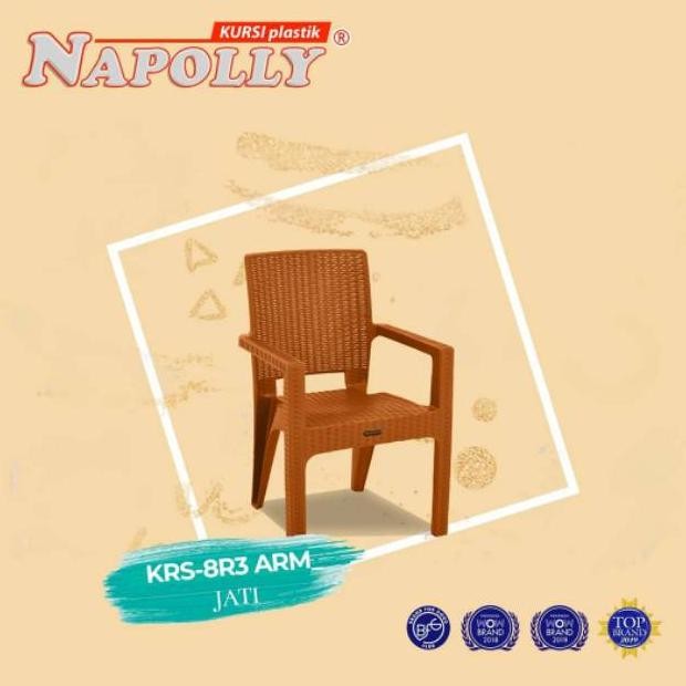 Napolly Kursi plastik rotan anyaman sandar tangan/kursi makan /kursi anyaman sandar