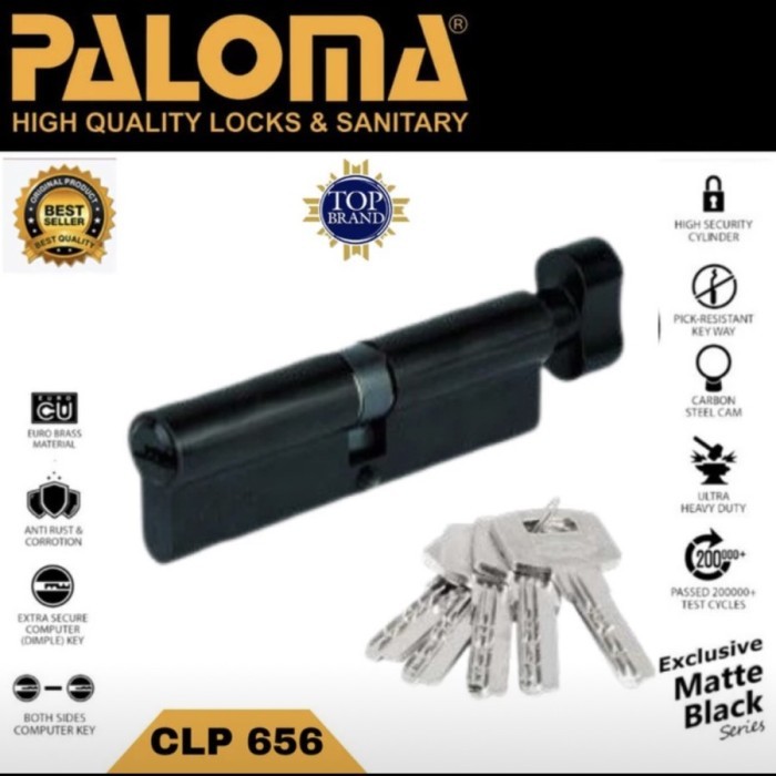 CYLINDER SILINDER KUNCI PINTU RUMAH KNOB 100MM BLACK PALOMA CLP 656