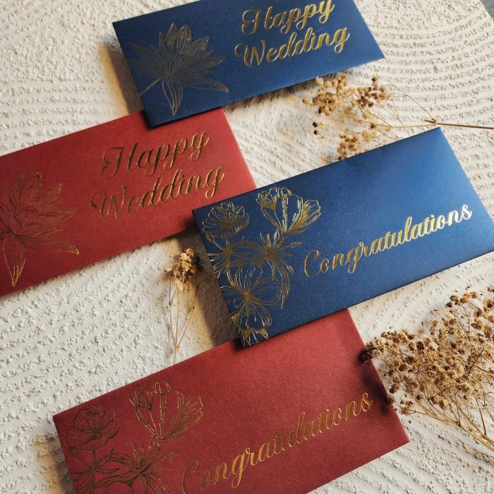 

Sale Amplop Uang Horizontal Besar 9.5X18.5Cm Happy Wedding Congratulations / Angpao Selamat Bahan