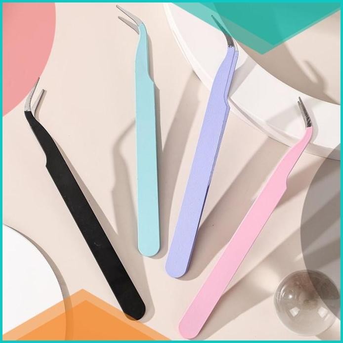 Pinset Tweezer Bengkok Lengkung Penjepit Capitan Alat Make Up A063 07D