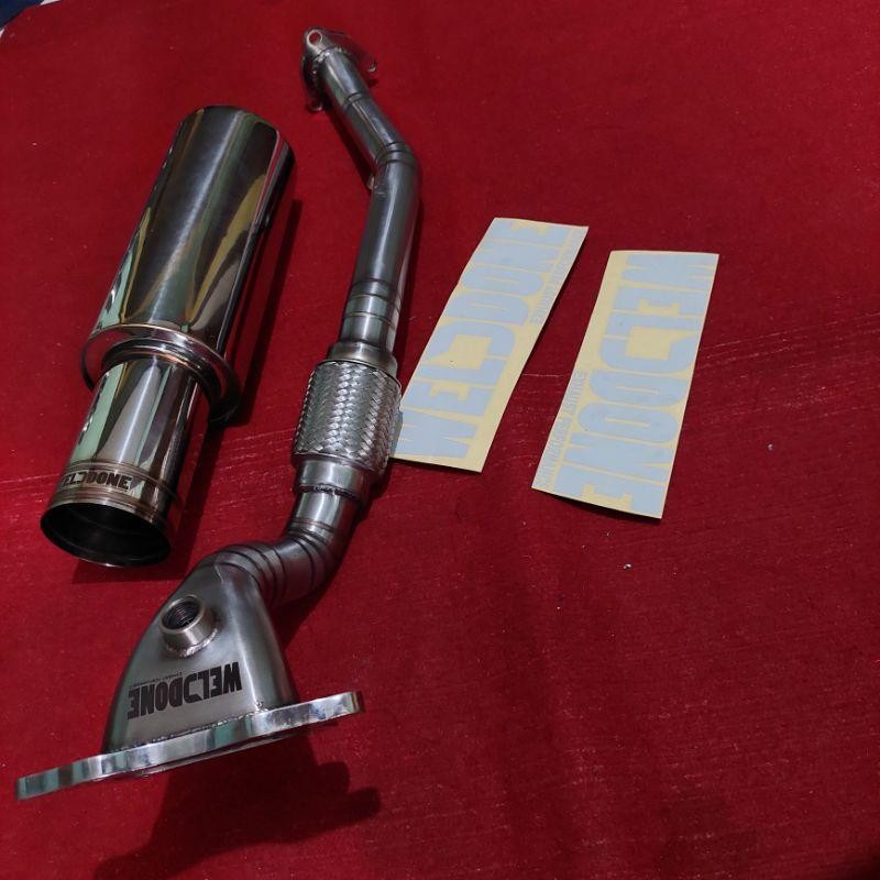 Knalpot Mobil Honda Jazz Rs Ge8 Downpipe Flexible+Muffler Sb02 Polish Welddone Exhaust Performance