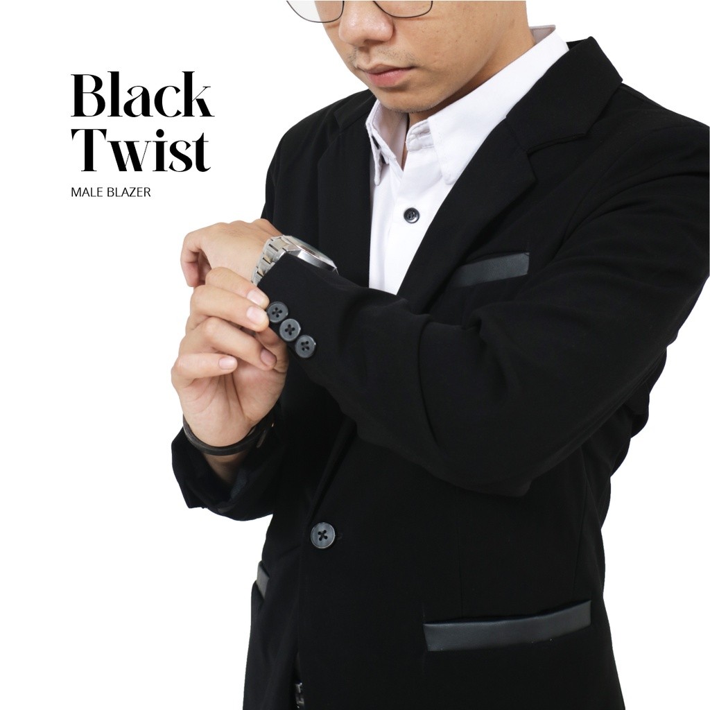Murah Jas Resmi Jas Formal Jas Nikah Blazer Pria Black Twist