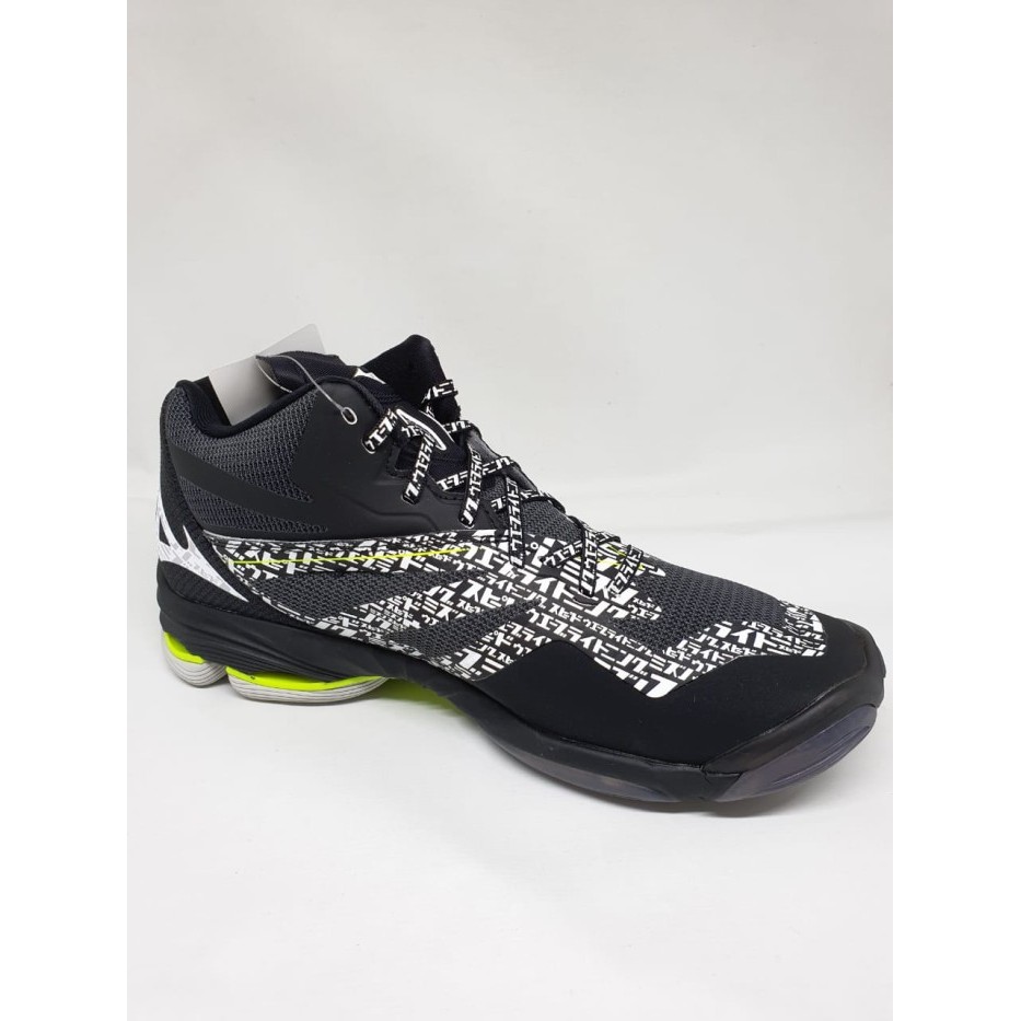 Murah Sepatu volley mizuno original Wave Lightning Z6 Mid black white yellow Non COD