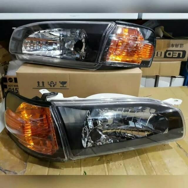 Lampu Depan Head Lamp Headlamp +Sen Kristal Black Corolla Allnew Ae111