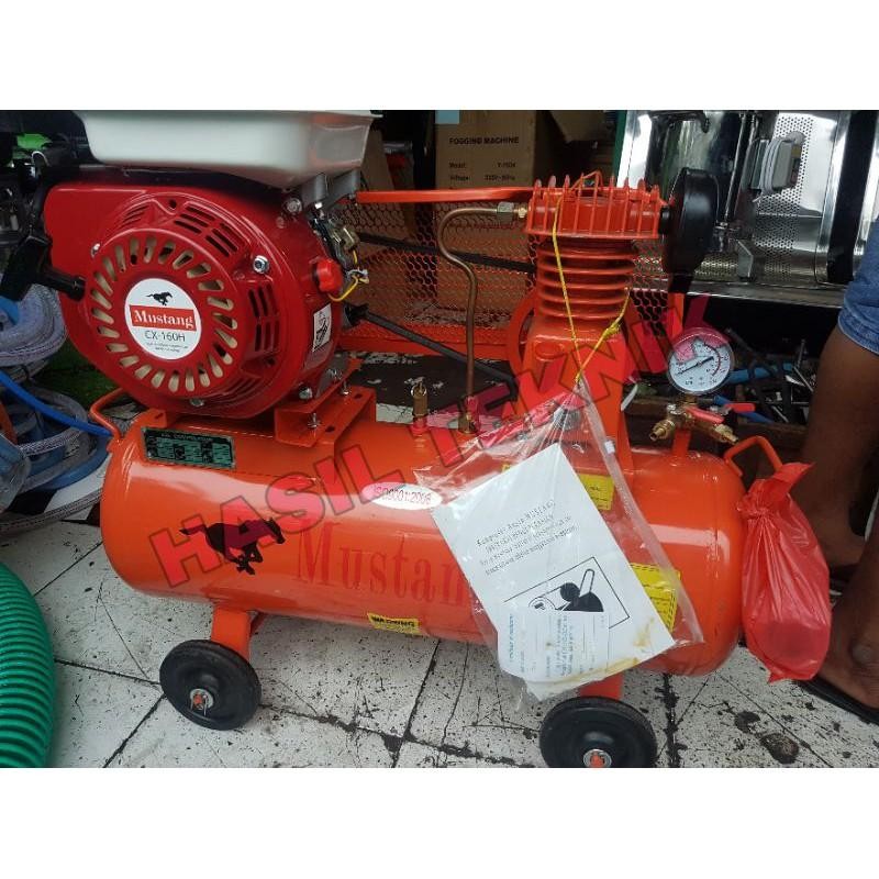 Kompresor 1/4 Hp Pk + Engine Bensin Mustang Cx 160 Rakit Komplit