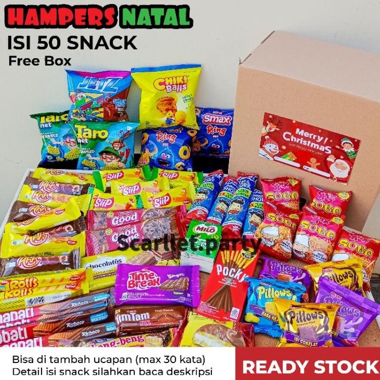 

BR - [FREE BOX] PAKET HAMPERS NATAL ISI 50 PCS SNACK MARRY CHRISTMAS PAKET HAMPERS KADO ULANG TAHUN BIRTHDAY ULTAH WISUDA ANNIVERSARY SIDANG SEMPRO CHIKI MAKANAN COKLAT KADO ANAK IMLEK BUKET SNACK BOUQUET SNACK BOX IDUL FITRI CHIKI WAFER IMLEK VALENTINE
