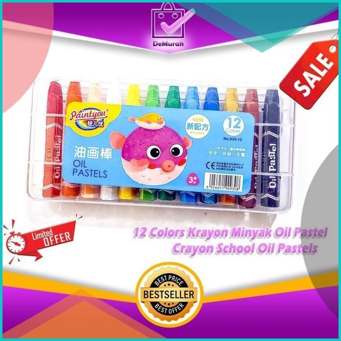 

12 Colors Krayon Minyak Oil Pastel Crayon School Oil Pastels 0860 07D3