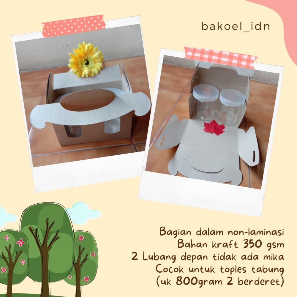 

BR - Gable Box Kraft Toples Tabung Kue Isi 2 Hampers Lebaran Natal Imlek TERLARIS