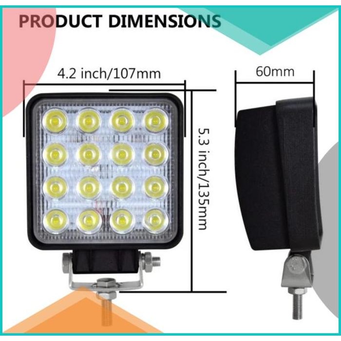 Lampu Sorot Tembak Worklight Forklift  Lampu Kerja Truk 16 LED 24 Volt